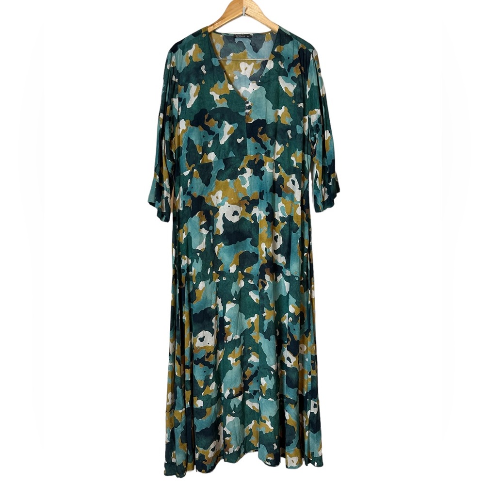 NILE Kaftan Maxi Dress 3/4 Sleeve Resort Travel Casual Size XL